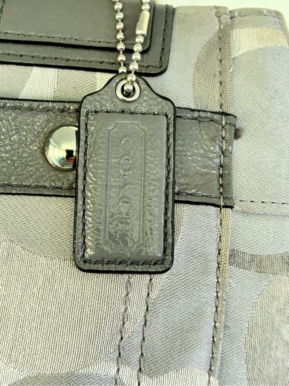 Coach F17140 Penelope Optic Signature Shoulder Bag Grey Tote Turnlock - Picture 6 of 15